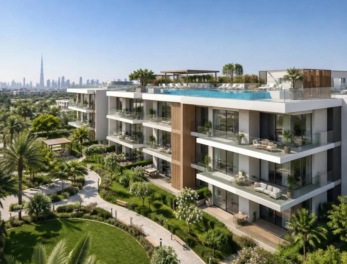 Contemporary apartments with rooftop pool in DAMAC Hills 2, Dubai