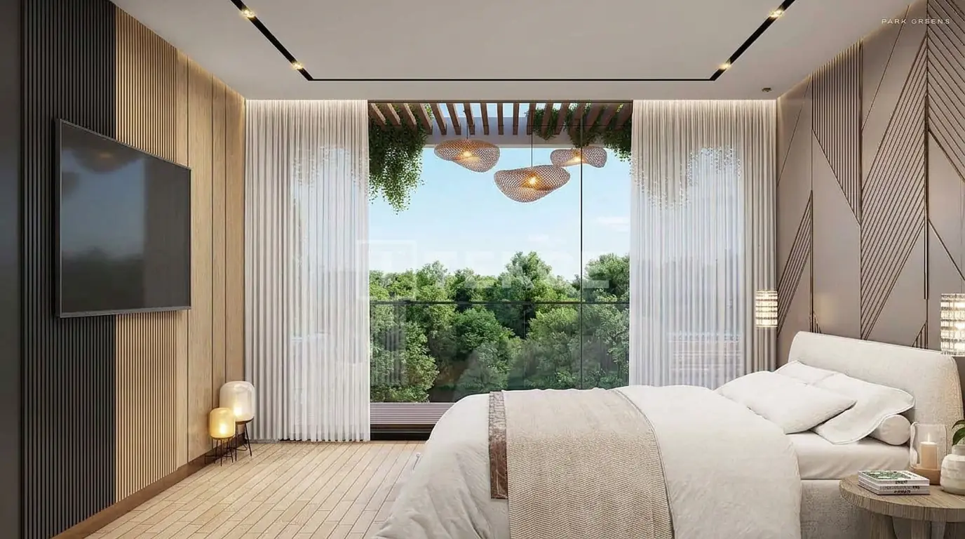Master bedroom with garden view in a 5-bedroom villa, DAMAC Hills 2
